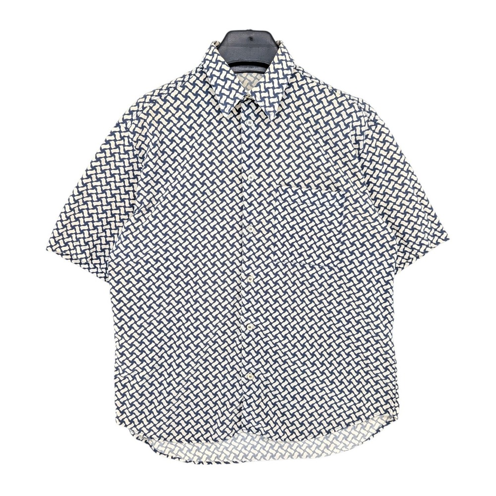 Vintage Pronto Uomo Short Sleeve Geometric Prinr Shirt Size L (IT52) Made in IT